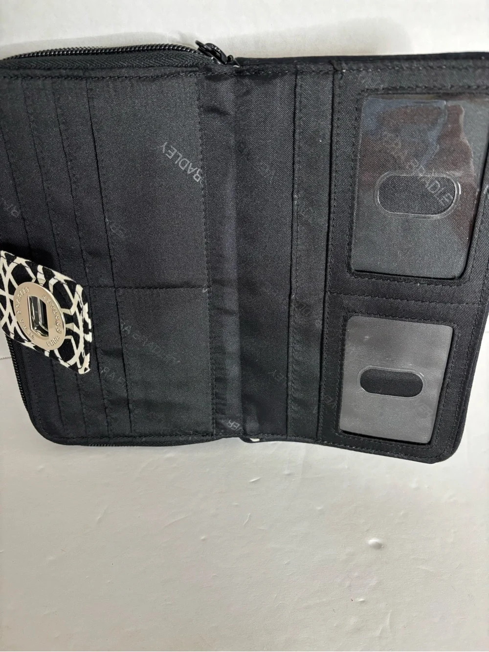 Vera Bradley Black & White Geometric Turnlock Wallet